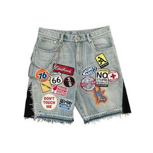 Gothic Y2K Cherry Blossom Embroidered Denim Shorts–Retro Streetwear with an Edge